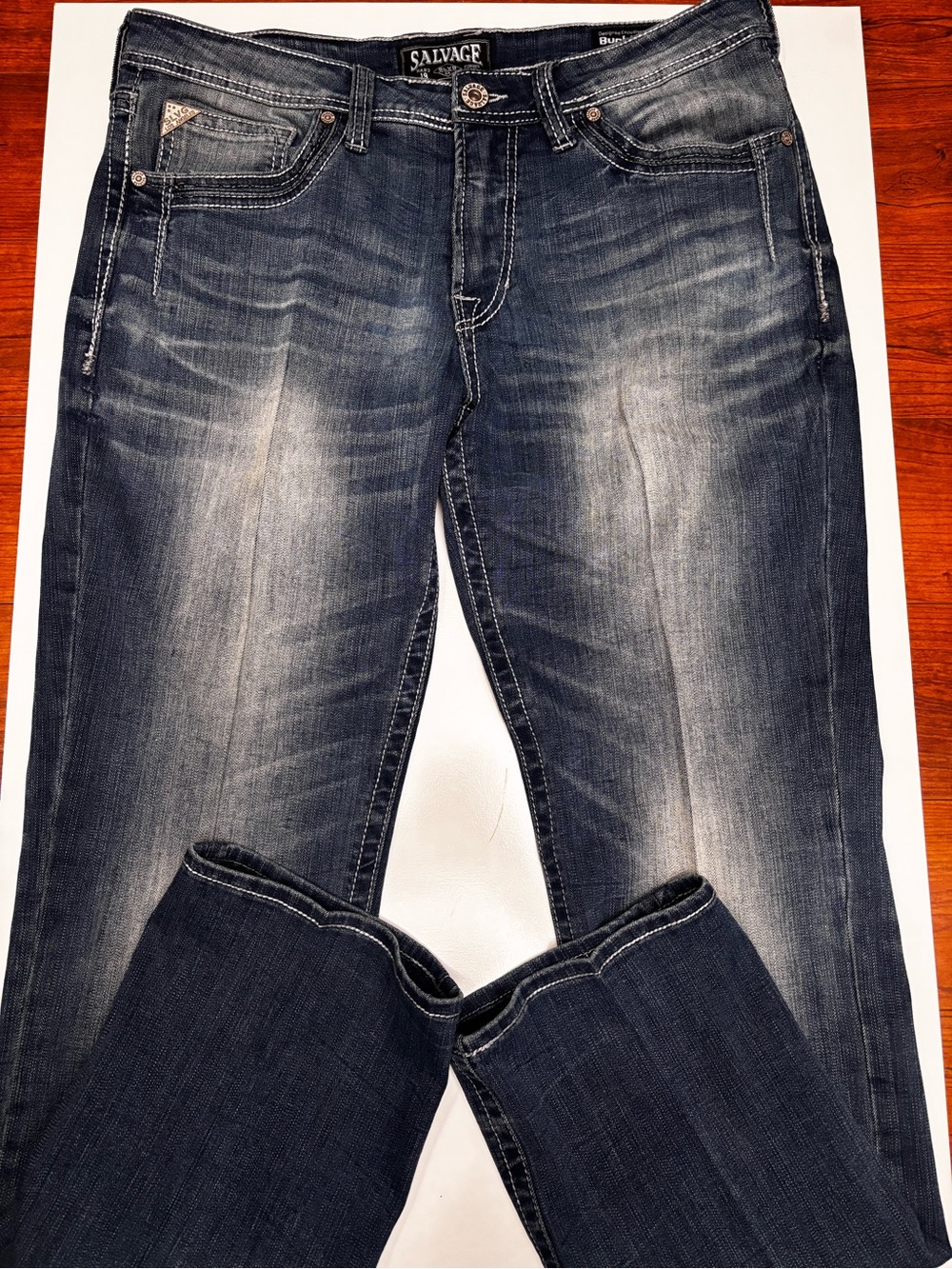 Salvage Men Faded Blue Jeans